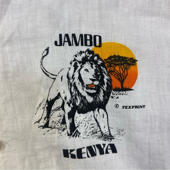 Vintage Jambo Kenya 70s Button Up Shirt Lion Men Large Single Stitch Texprint - Picture 4 of 10